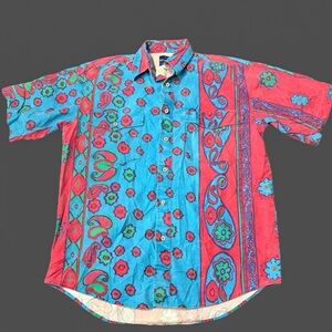 Wrangler Blue and Red Paisley Men's Shirt